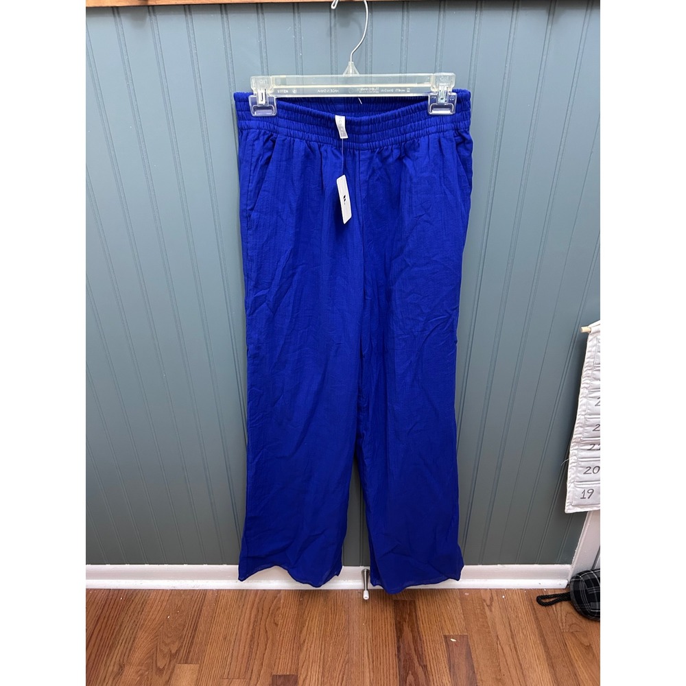 Fabletics Cotton Voile Wide Leg Pant Admiral Blue XS Elastic Waist